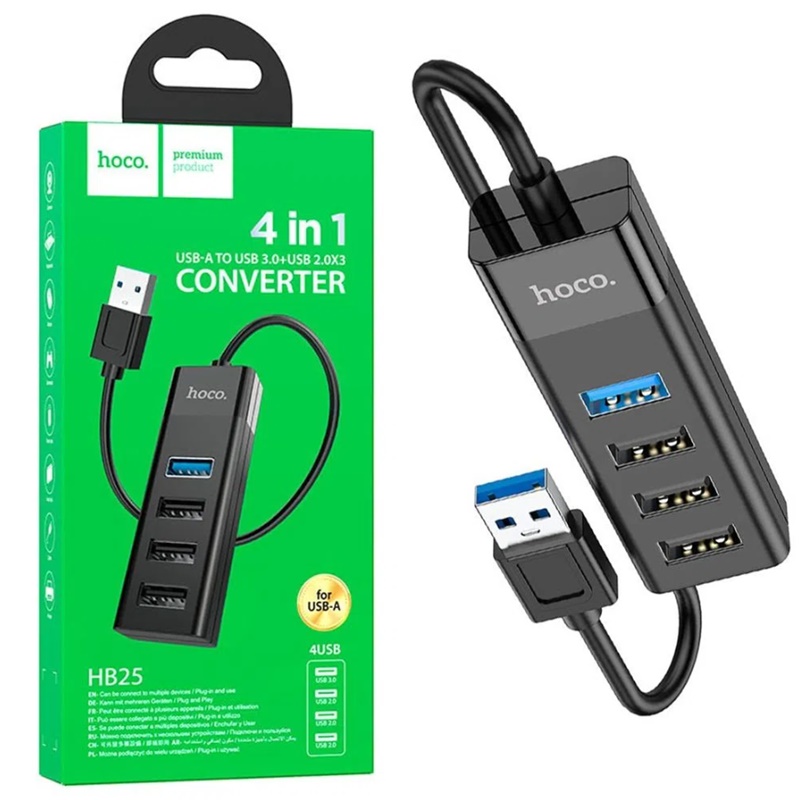 Bộ chia usb 1 ra 4 cổng / hub usb 3.0 hoco hb25 / hub usb 4 cổng hb1