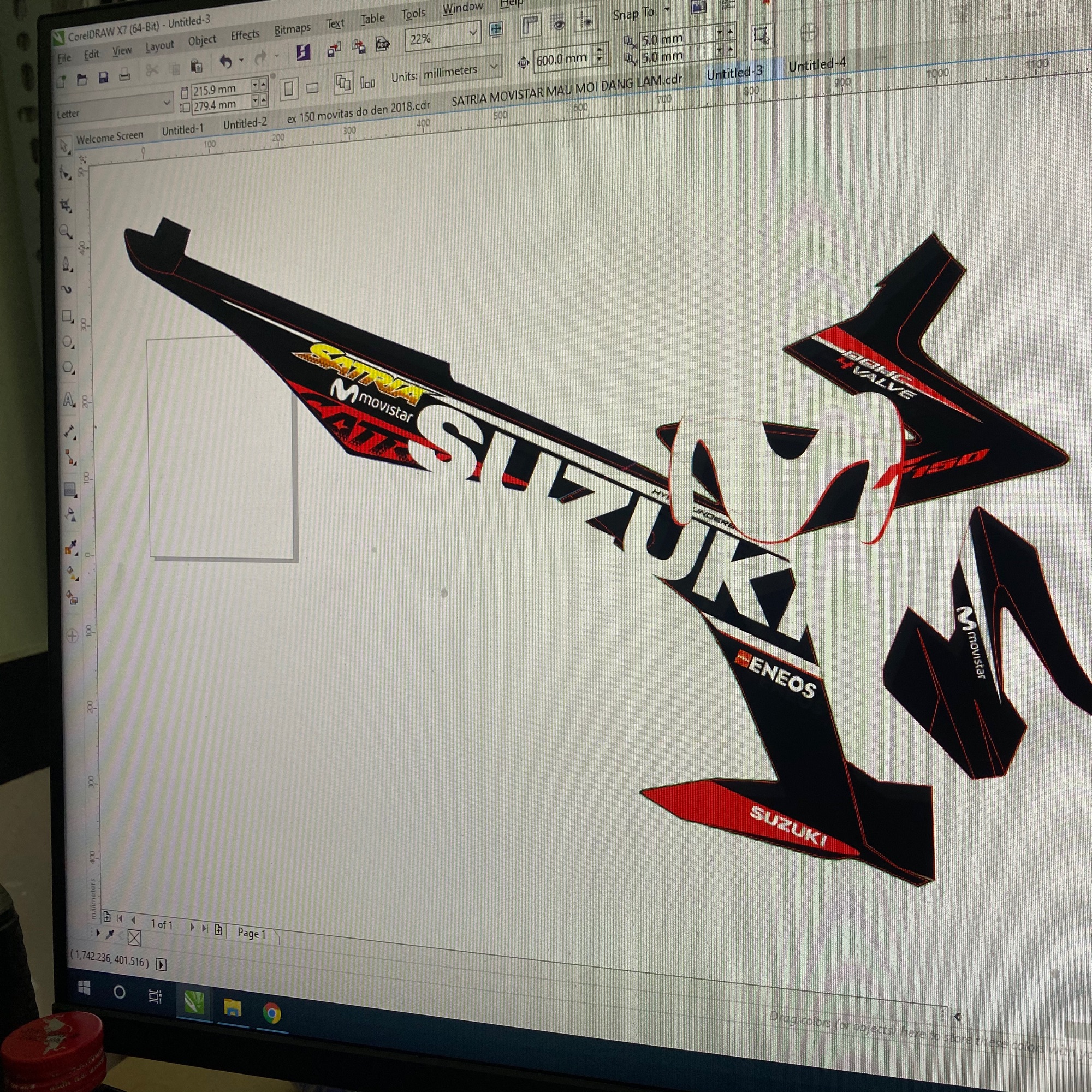 Tem rời suzuki Satria Fi Movistar đỏ đen