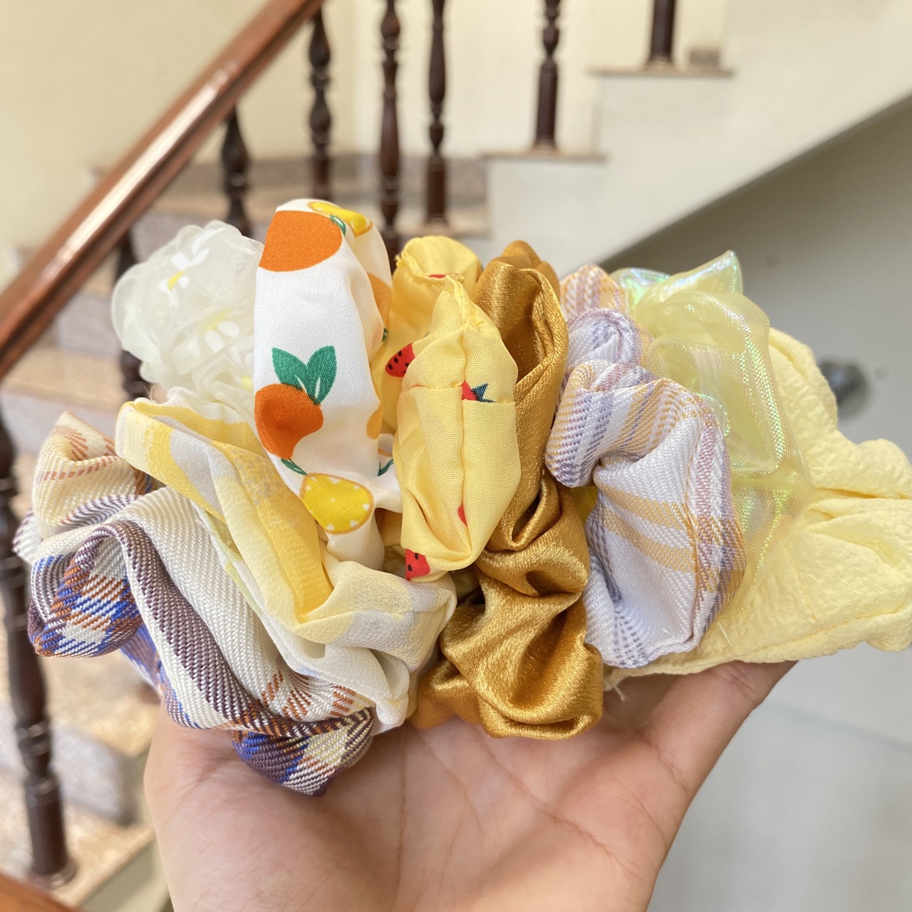 Set 10 dây buộc tóc scrunchies dễ thương