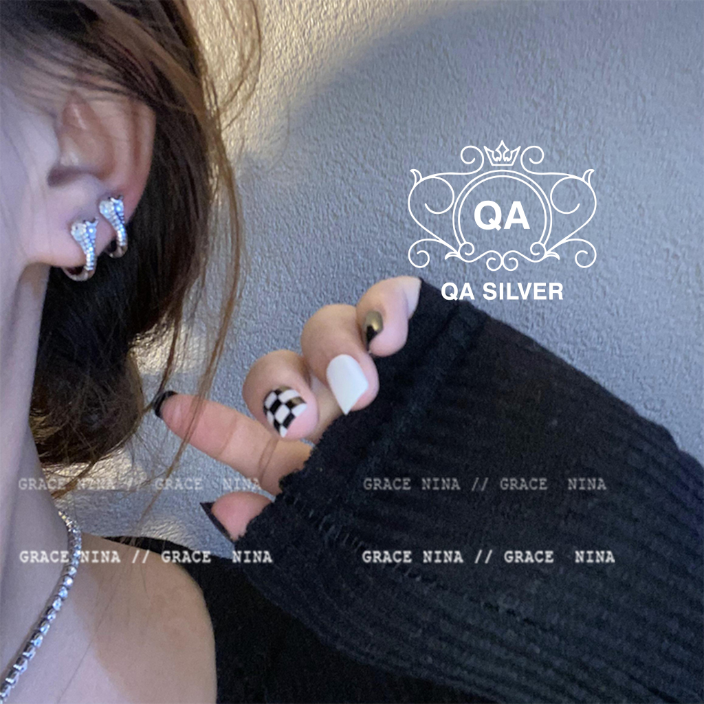 Khuyên tai bạc 925 mặt rắn hổ mang bông tròn nam nữ kẹp vành S925 COBRA QA SILVER Earrings EA231204