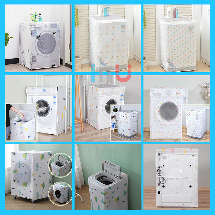 [7-8kg] Bọc trùm máy giặt cửa trước, cửa trên hình thú, nai, xương rồng, hoa nhí