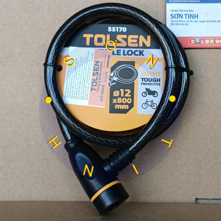 Khóa xe đạp, khóa dây cáp TOLSEN 55170 BICYCLE LOCK