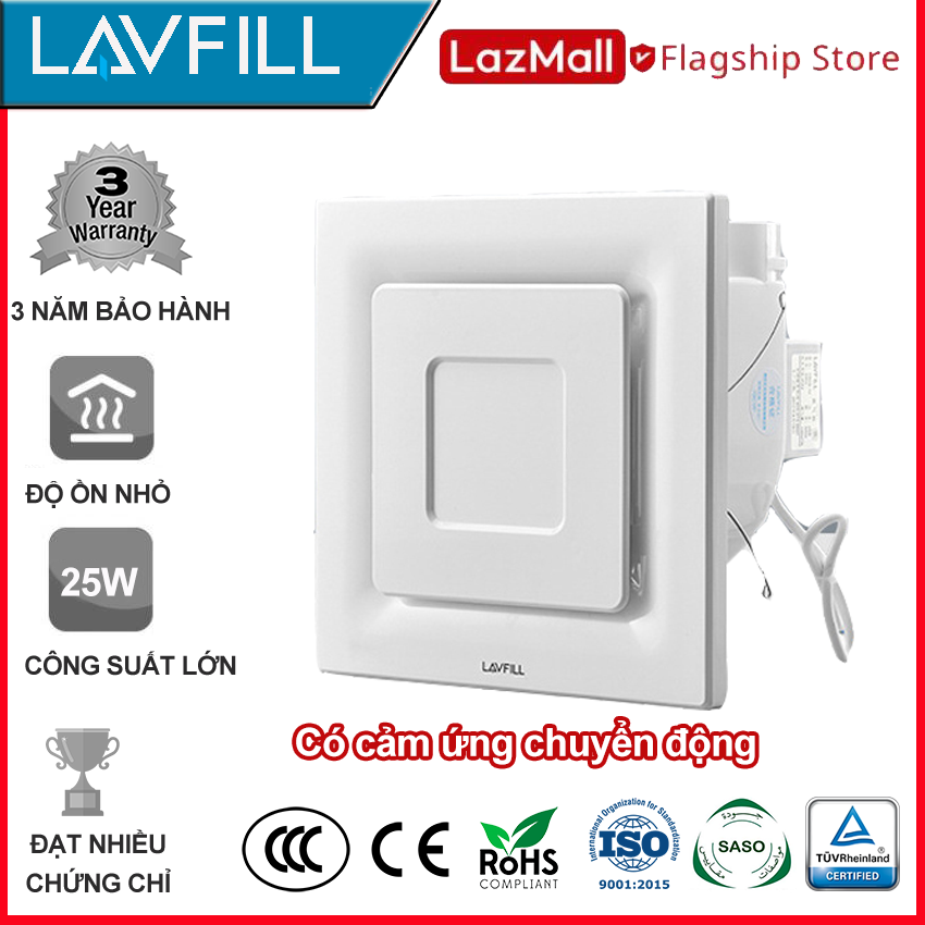 Quạt thông gió âm trần mặt vuông có cảm ứng chuyển động LAVFILL LFCV-12LS/ LFCV-16LS
