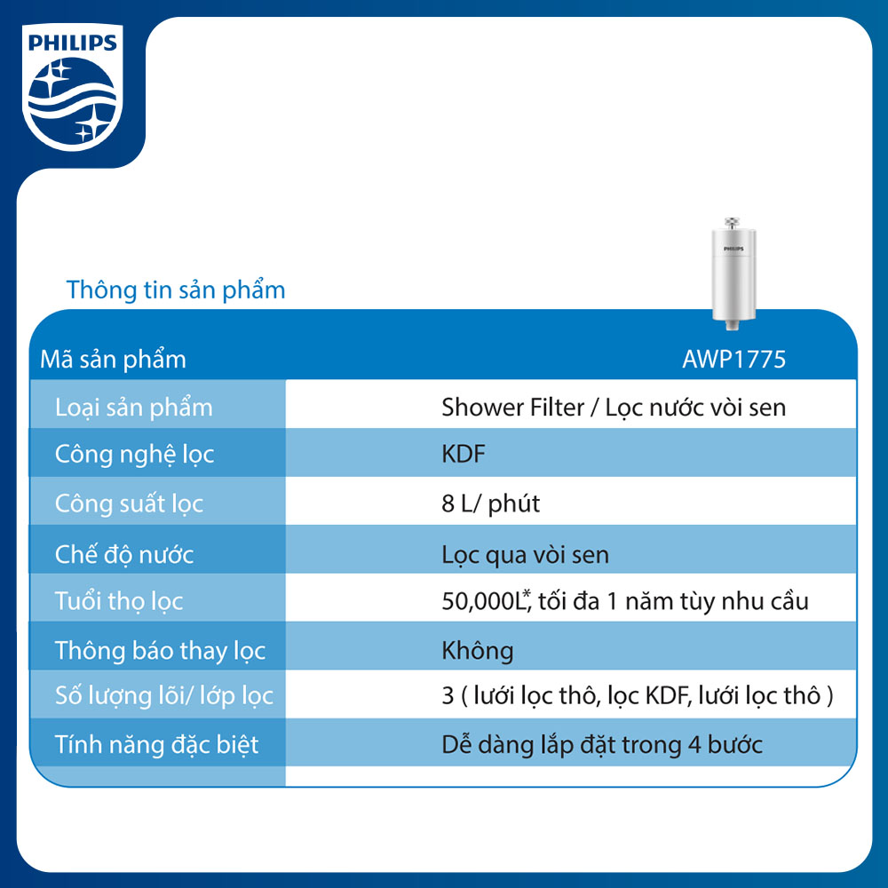Bộ lọc nước vòi sen Philips AWP1775