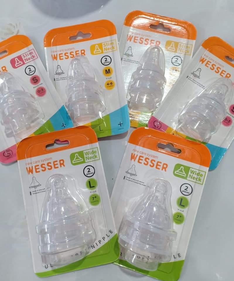 (Vỉ 2 núm) Núm ti Wesser cổ hẹp size S, M, L, +
