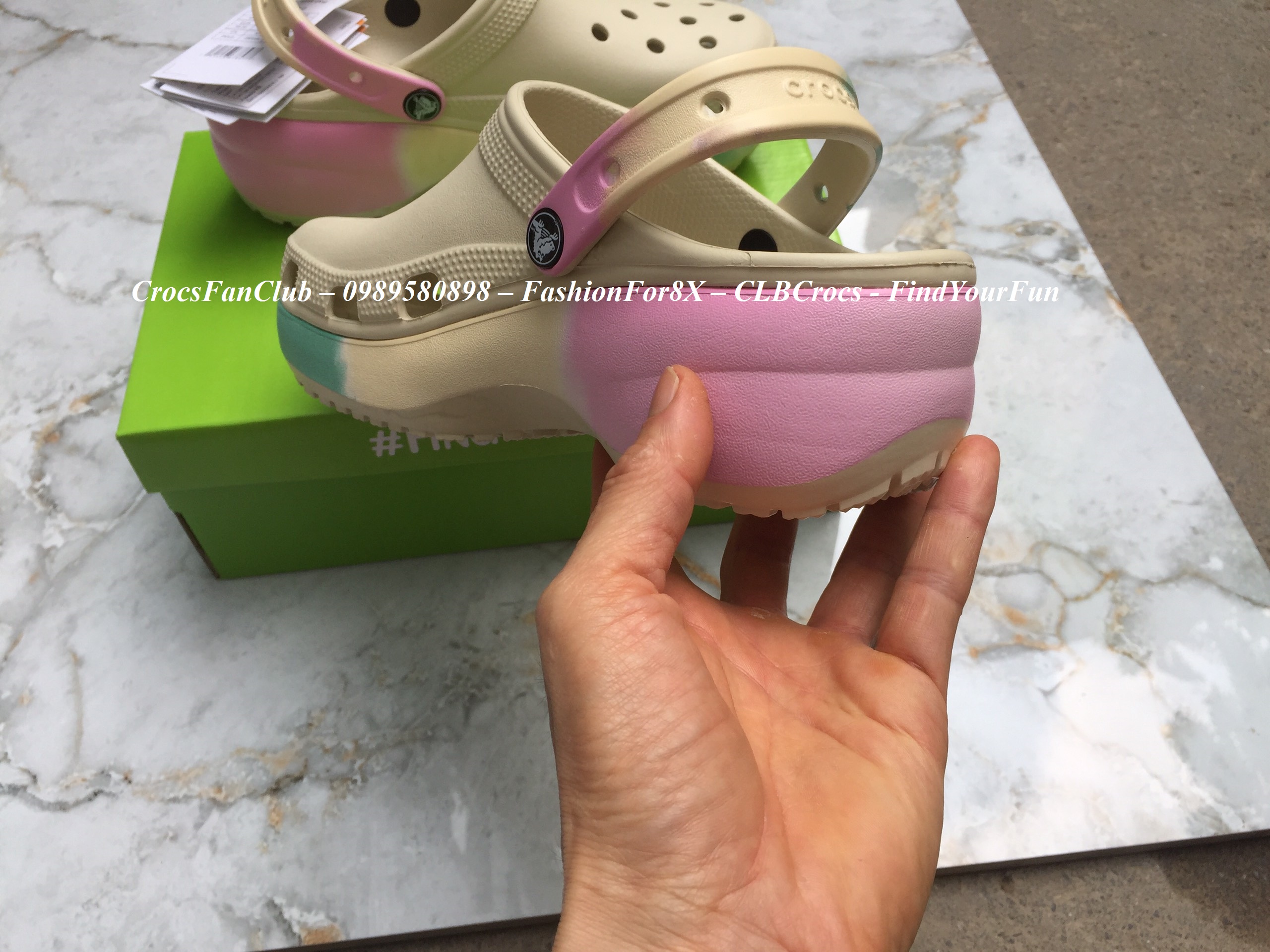 CROCS - Sục classic đế cao gót hồng cho nữ - PB213