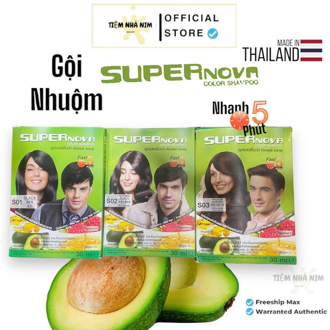 Thuốc Nhuộm Tóc Gội là Đen Super Nova Thailand (gói 30ml)