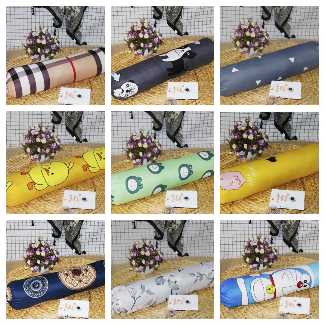 Vỏ gối ôm Cotton Poly họa tiết 35x100cm,M444