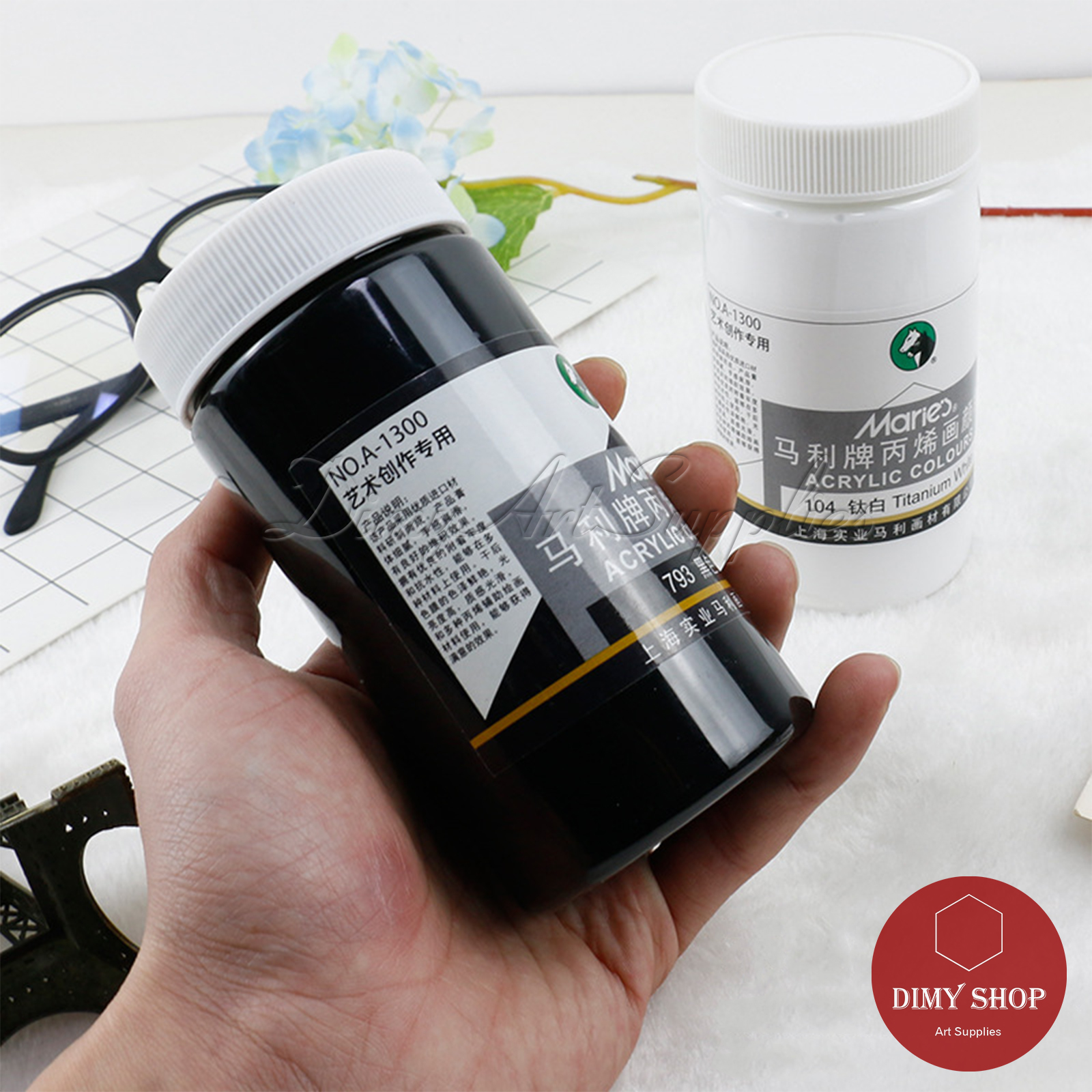 Màu Vẽ Acrylic MARIES 300ml Trắng Đen Xám
