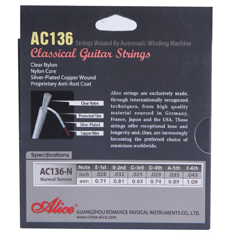 Dây Đàn Guitar Classic Alice AC136N
