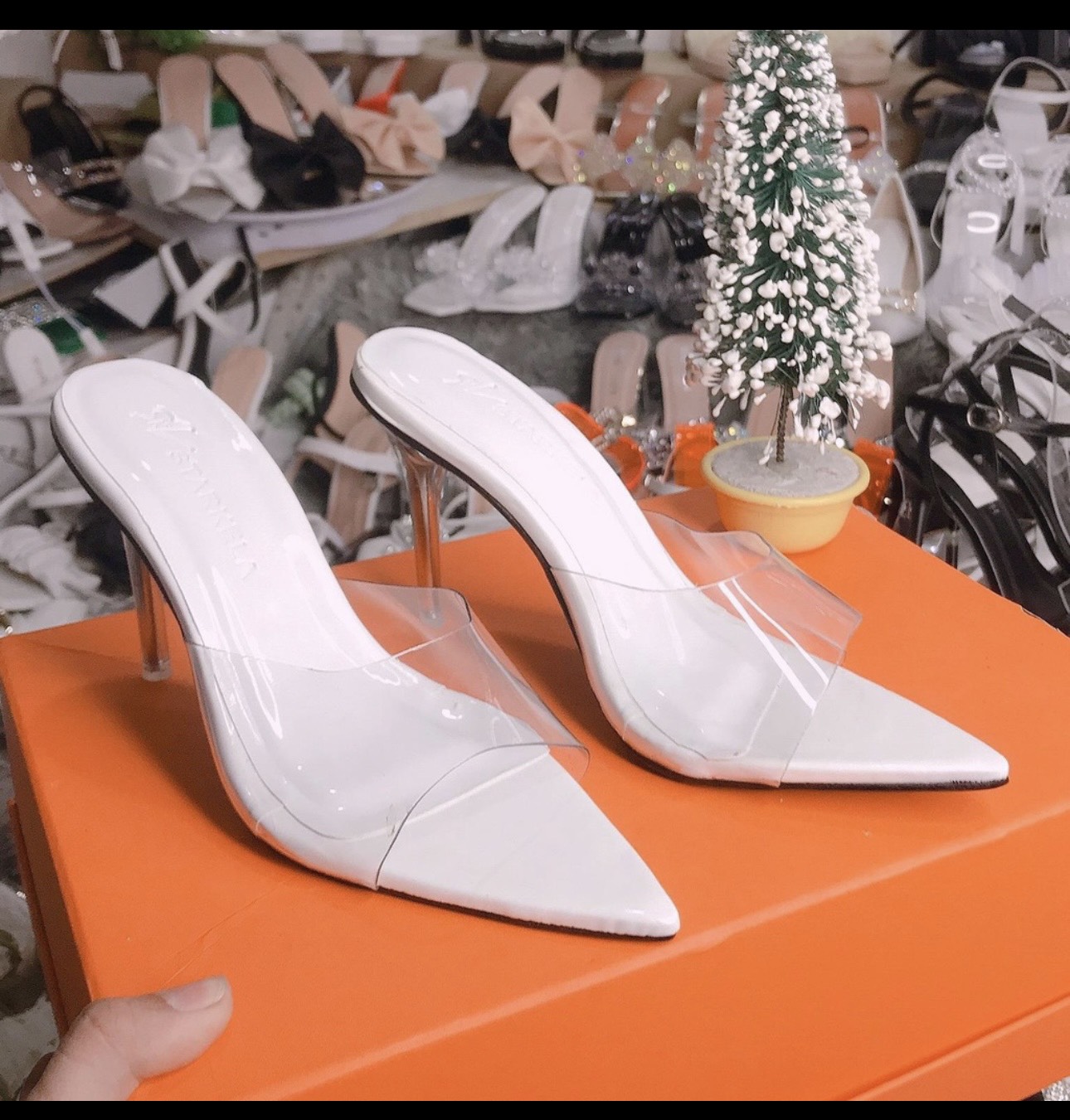 dép quai trong gót nhọn 9cm