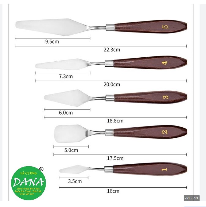 Bộ dao chà láng, vẽ màu 5 cái