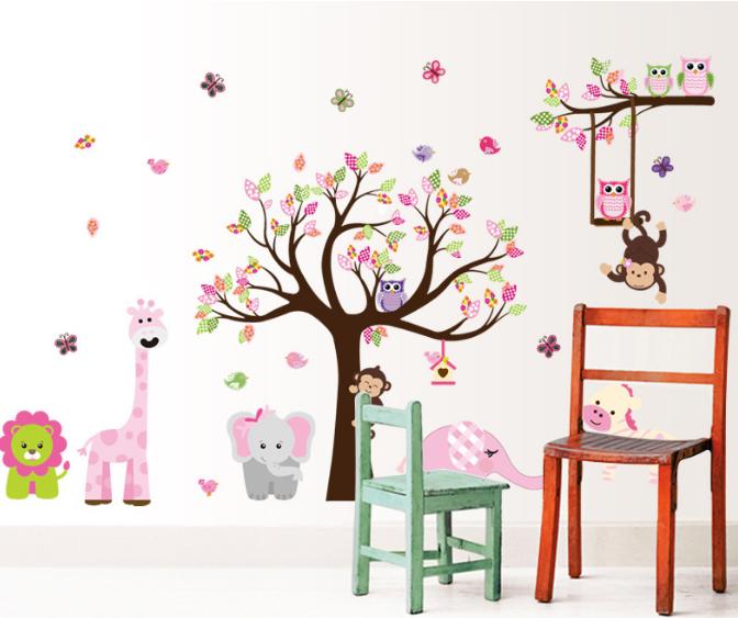 [HCM]Decal trang trí Thú và Cây Hồng size lớn