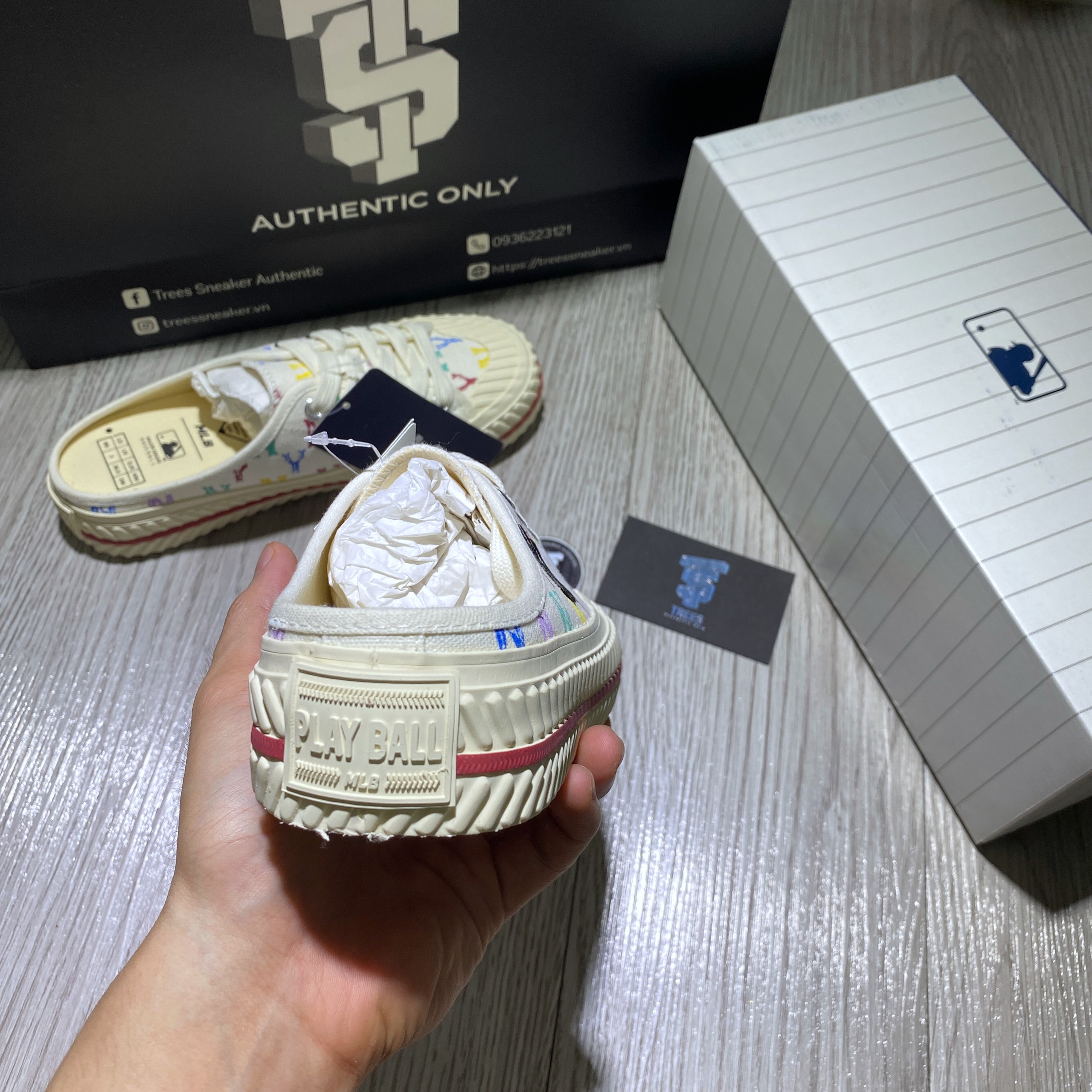 [CHÍNH HÃNG] Giày thể thao đạp gót MLB MULE MONOGRAM Trắng và Đen 32HSHM111