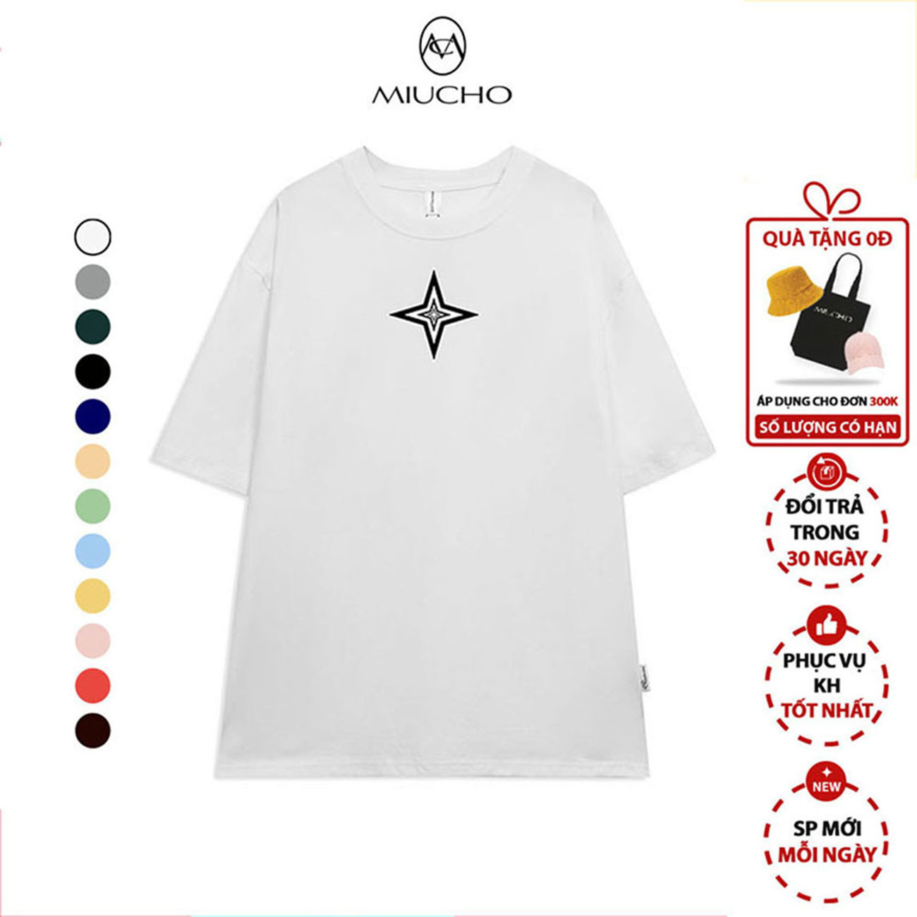 Áo thun form rộng nữ Unisex chất vải cotton MT006 Miucho in basic