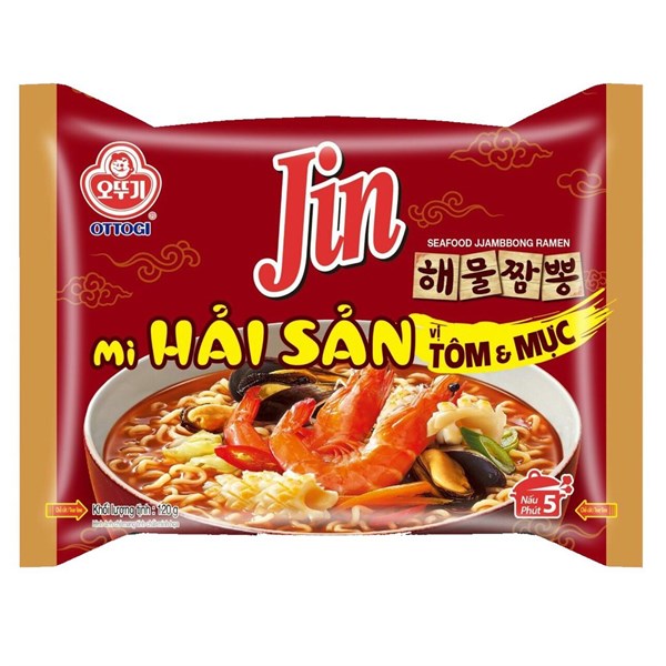 Mì Jin hải sản vị tôm & mực Ottogi 120g