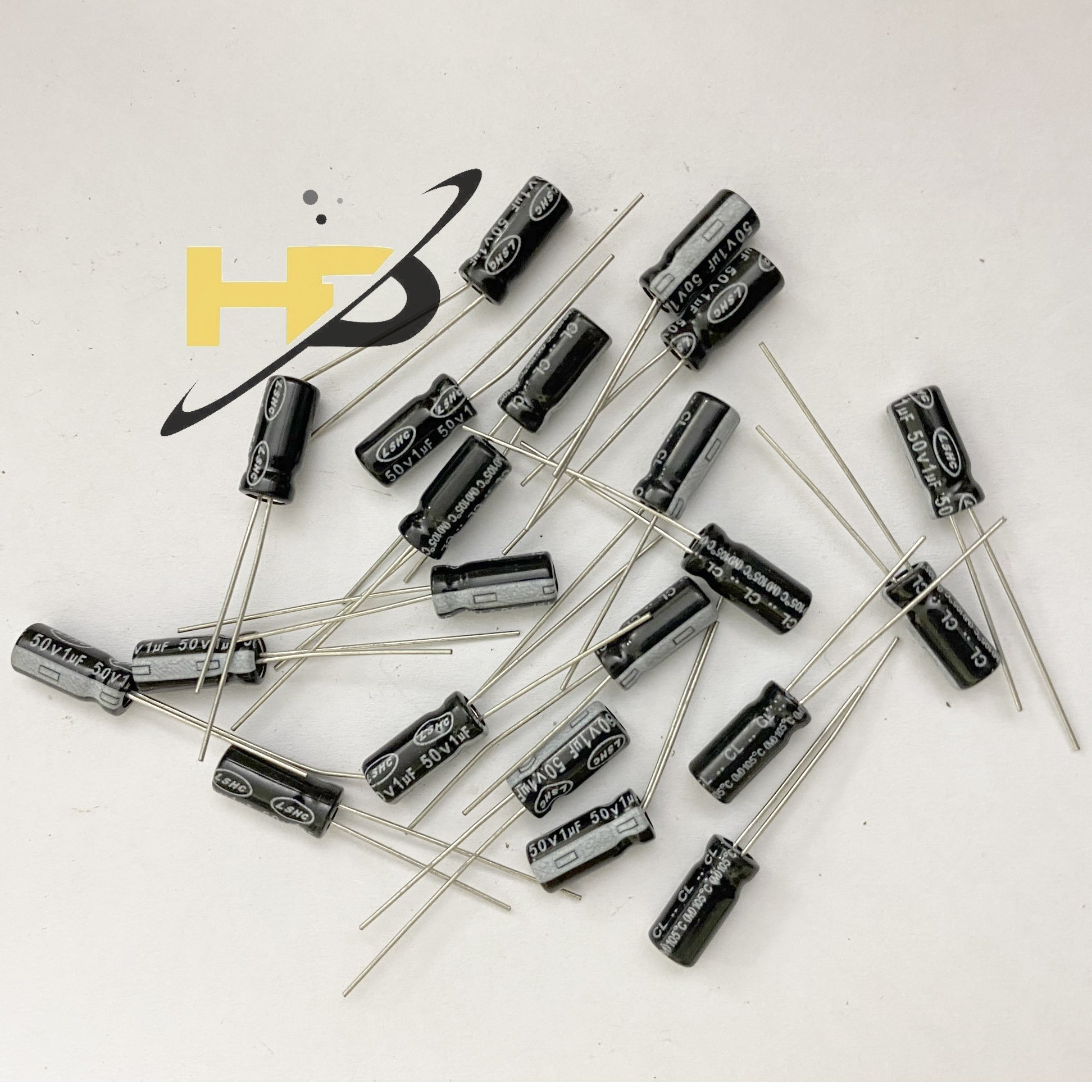 Gói 50 con tụ hóa 1uf 50v, tụ điện 1uf 50v 5x11.5mm màu đen
