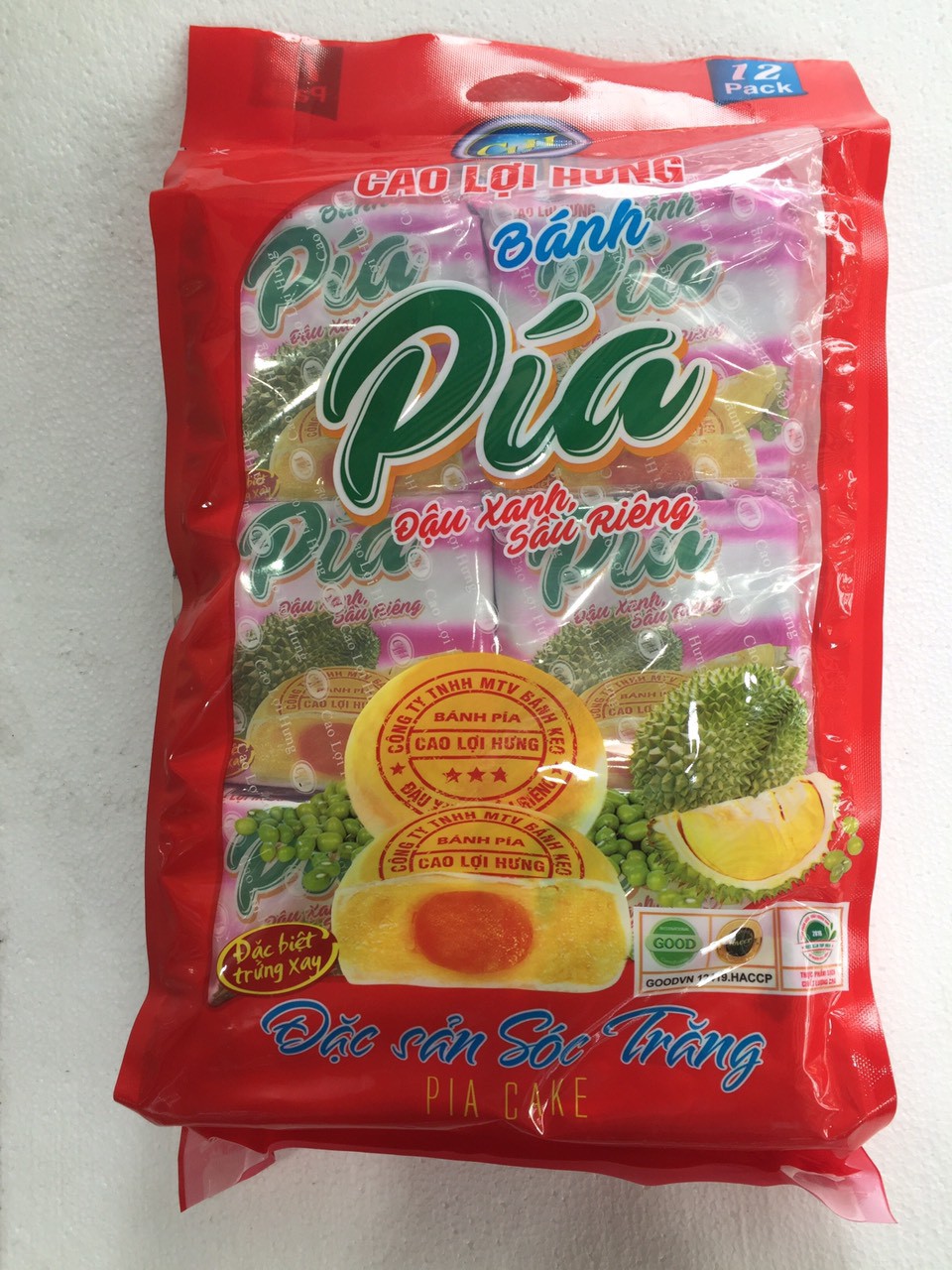 [HCM]Bánh pía đậu xanh sầu riêng (12 gói)