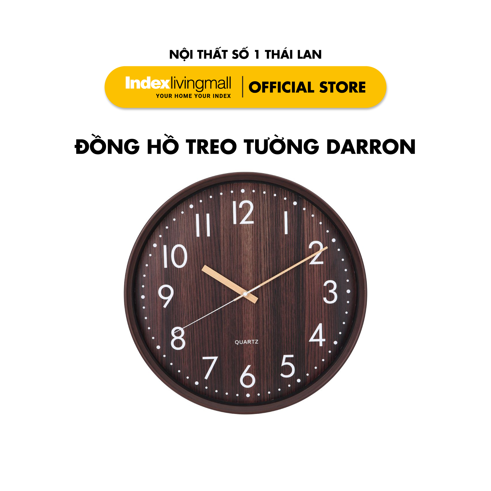 Đồng hồ treo tường trang trí nghệ thuật darron kích thước 44,8 x 5 x 44,8 cm | index living mall | nhập khẩu thái lan