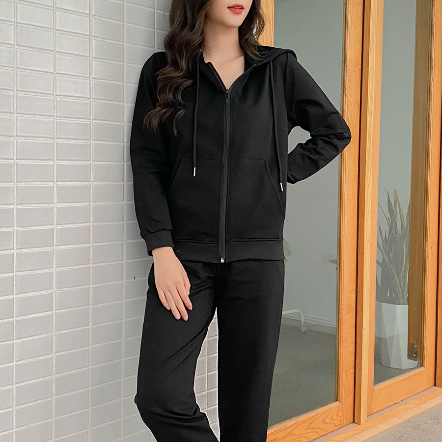 Bộ hoodie nỉ da cá cotton cao cấp