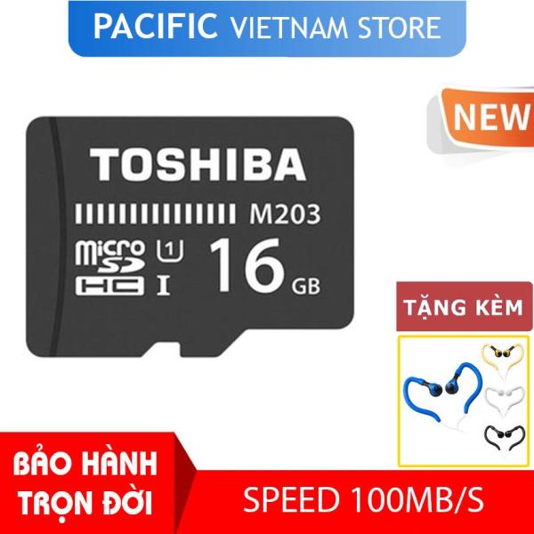 Thẻ nhớ Toshiba 16GB MicroSDHC UHS-I U1 100MB/s - Tặng Tai Nghe Móc Tai Kingrays EA4015