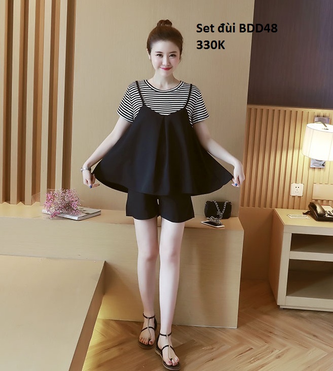 Bộ đồ bầu đùi đi chơi sang chảnh BDD48