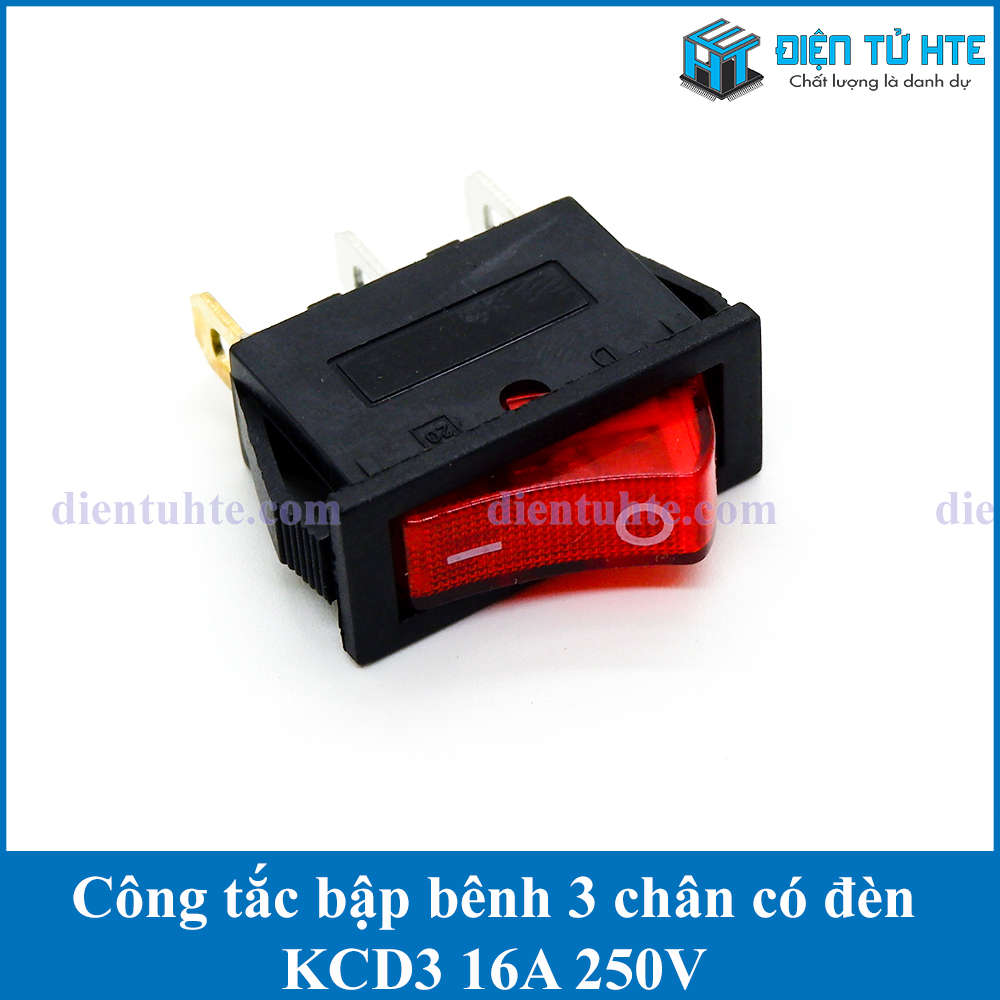 Bộ 4 Công tắc bập bênh KCD3 16A có đèn