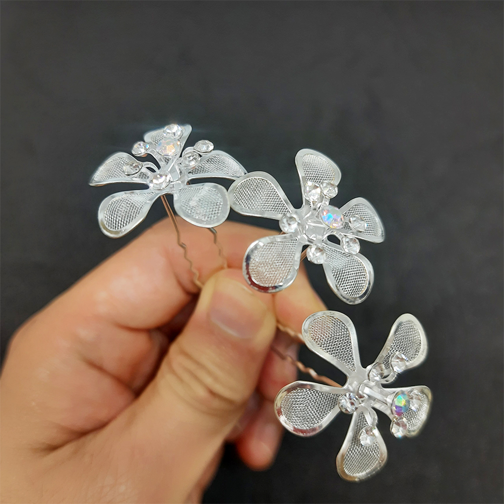 Trâm Cài Tóc Mỹ Ký Hoa 5 Cánh Đính Đá
