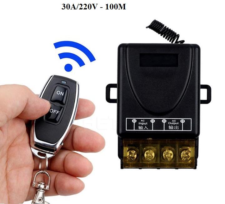 Công tắc điều khiển từ xa bật tắt thiết bị điện công suất lớn 30A/220V có chức năng học lệnh nhiều điều khiển(Đen) ổ cắm điều khiển từ xa, công tắc điện thông minh điều khiển từ xa, công tắc wifi, thiết bị bật tắt máy bơm nước từ xa