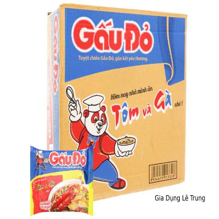 Thùng 30 Gói Mì Gấu Đỏ Tôm và Gà 64g
