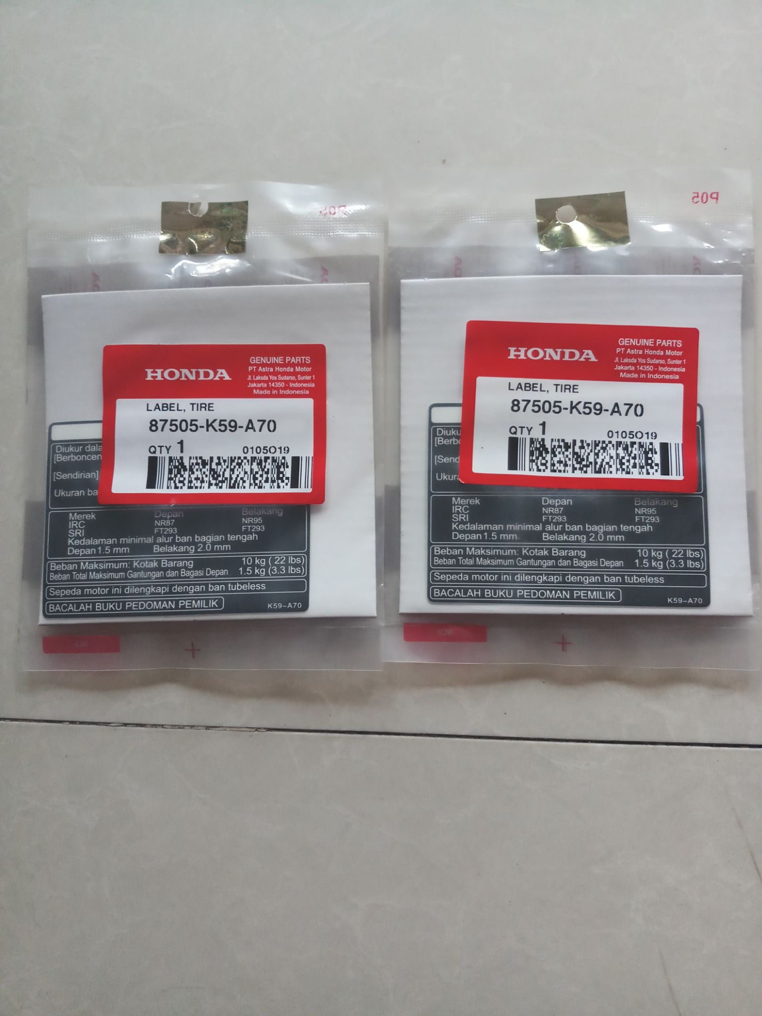 Tem thông số Vario