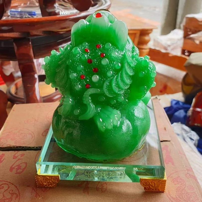Cóc xanh ngồi đế kiếng cao 16 cm
