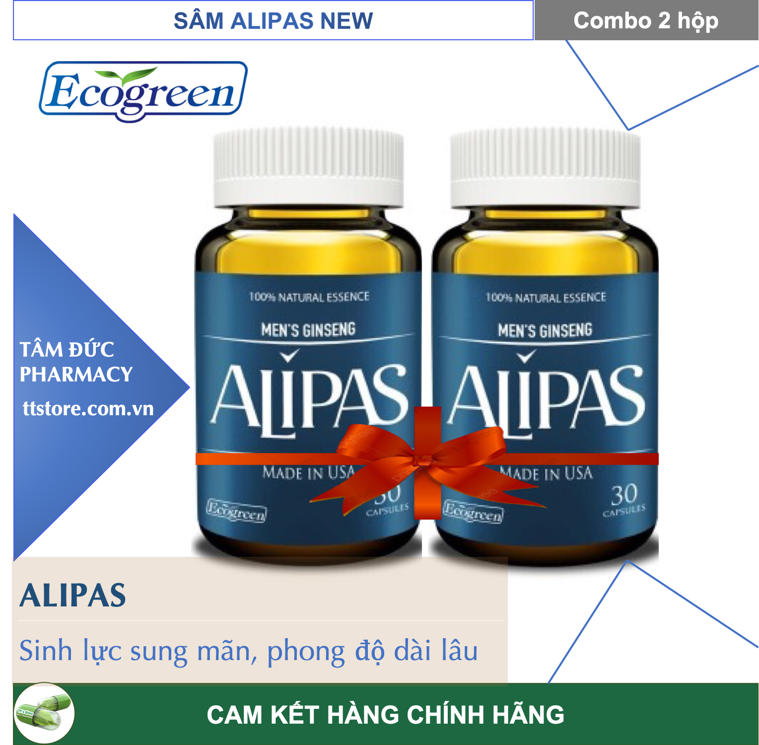 Combo 2 hộp sâm alipas new - hàu biển sinh lý nam sung mãnh