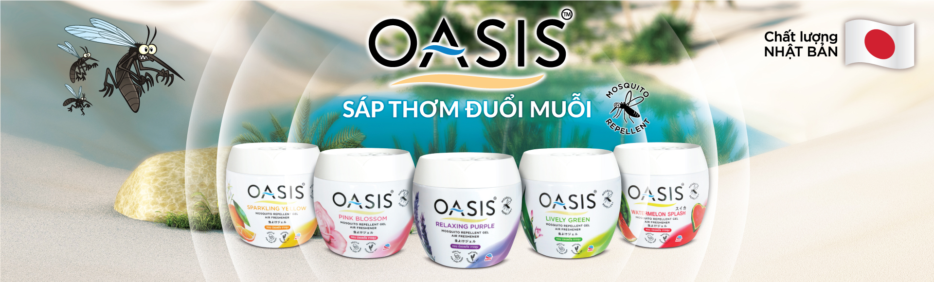 Sáp thơm đuổi muỗi OASIS (Nhiều lựa chọn hương)