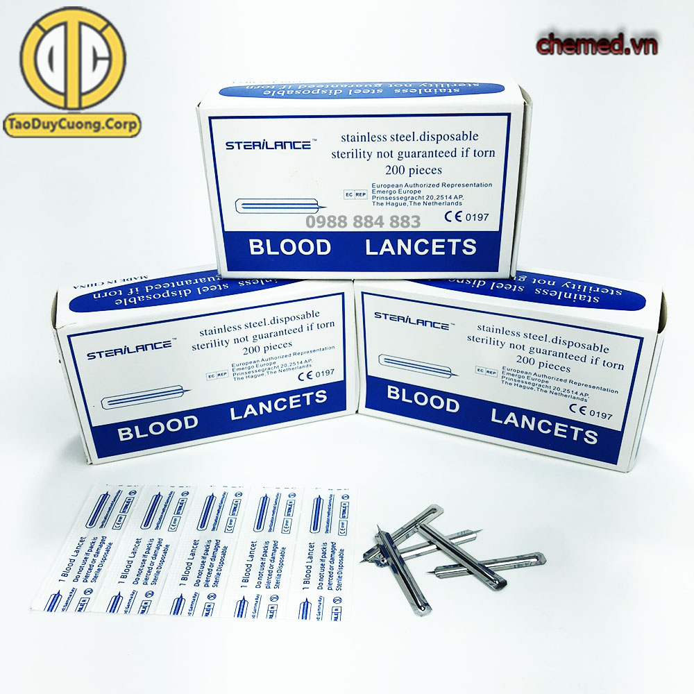 Kim chích máu, m\kim chích mụn lancets hộp 200 chiếc
