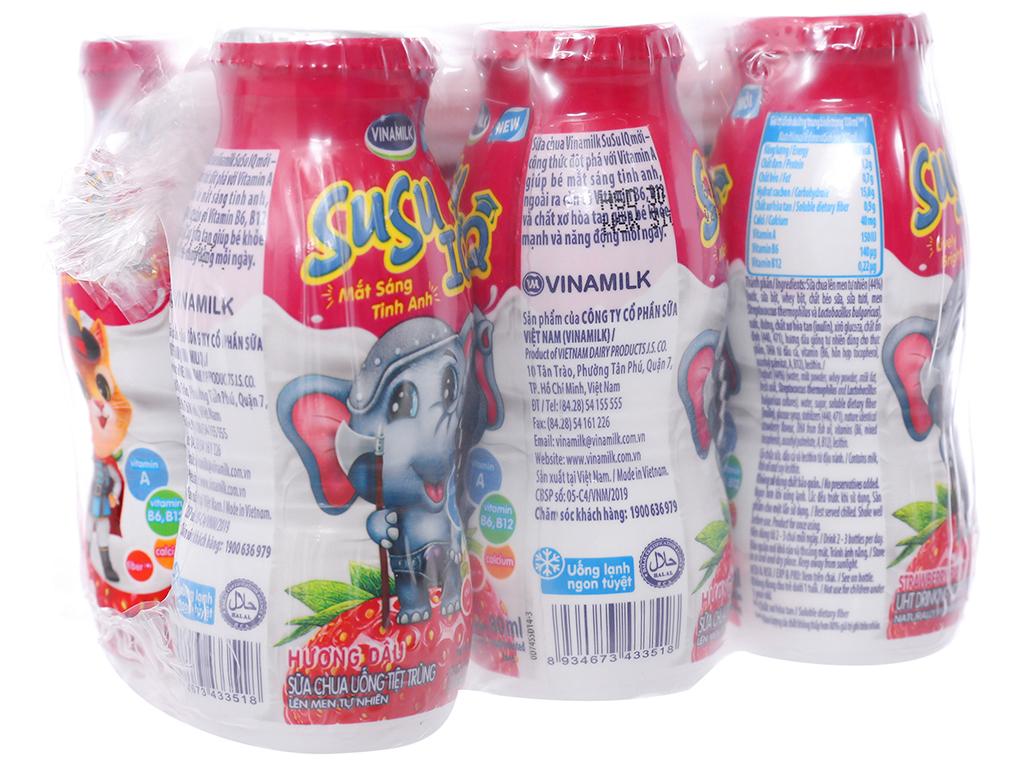 Combo Lốc 6 Chai Sữa Chua Uống Susu Tiệt Trùng Hương Dâu/ Cam x 80ml