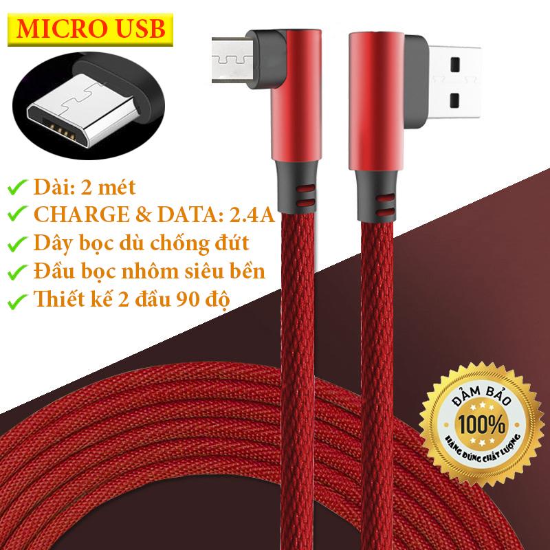 Cáp sạc nhanh Micro USB Cho dòng máy Samsung, Vivo dài 2m - V8 Micro