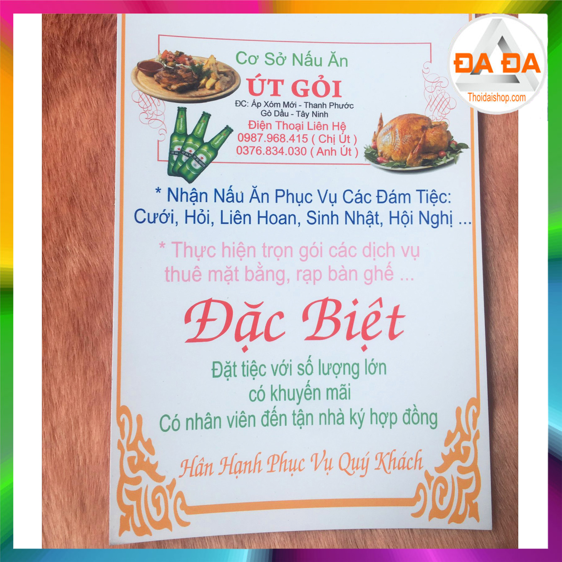IN MENU ( THỰC ĐƠN ) ĐỂ BÀN TIỆC CƯỚI