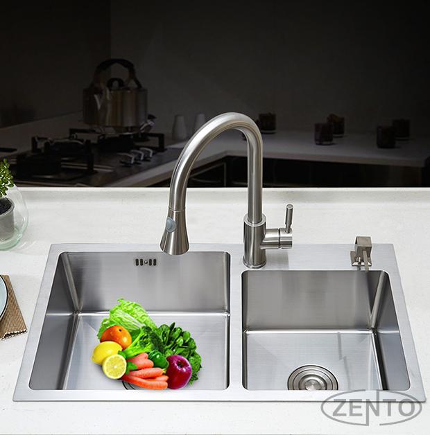 Chậu rửa bát inox 2 hố zento HD8245-201