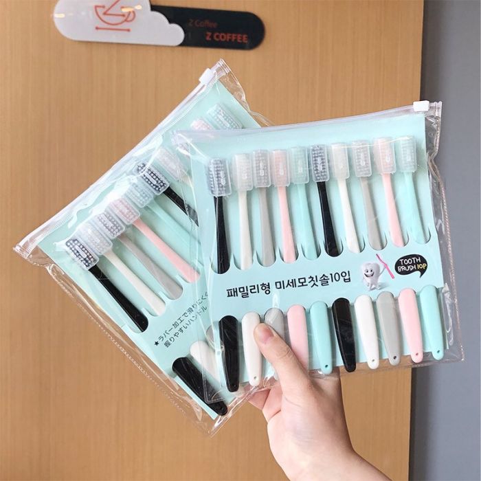 Sét 10 bàn chải xuất nhật túi zip chăm sóc răng miệng hiệu quả