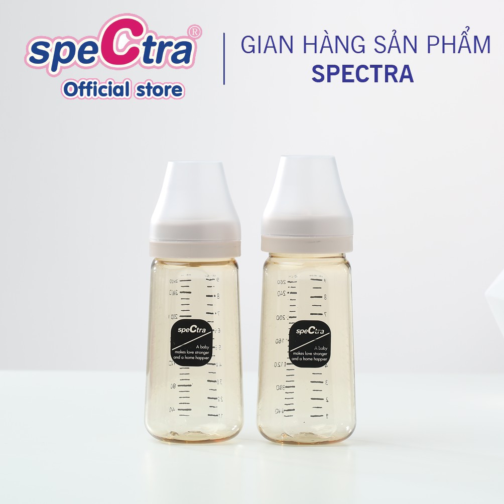 Bình Sữa Cổ Rộng PPSU Spectra - 260ml, Lỗ Khí Kép Chống Đầy Hơi, Hàng Chính Hãng (Size M/ L/ XL)