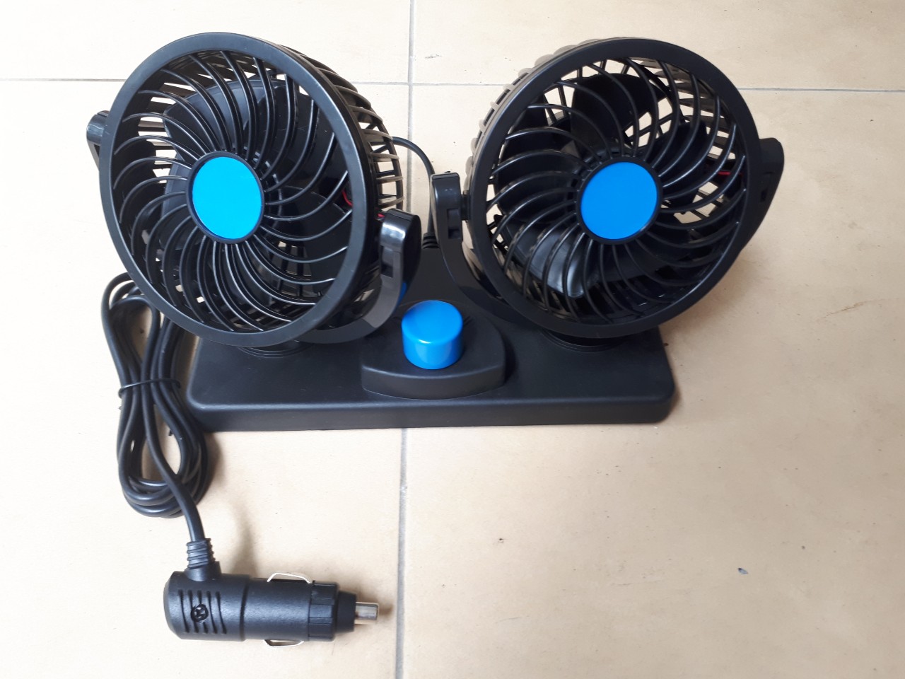 Quạt Đôi Mini 360 Độ Để Trong Ô Tô Cổng 24V