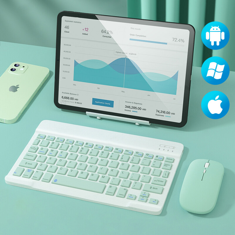 Mini Wireless Bluetooth Keyboard Mouse for Apple Samsung Oppo Phone Tablet Galaxy Tab Wireless Keyboard for Android IOS Windows PC