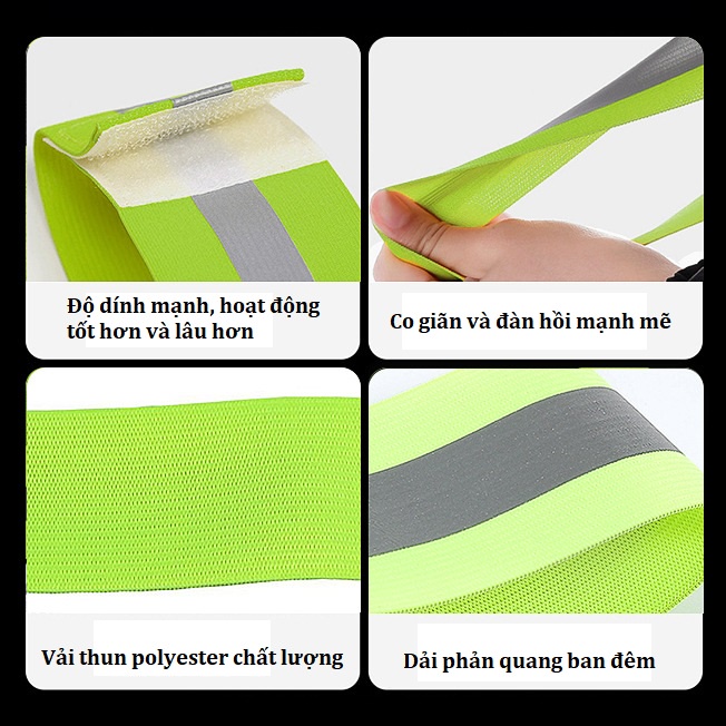 Dây Đai, Xà Cạp Phản Quang Đi Phượt - Du Lịch (2 Mẫu Đai và Đeo Tay, Chân)
