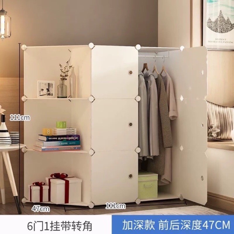 Tủ nhựa ghép 9 ngăn có thanh treo đồ