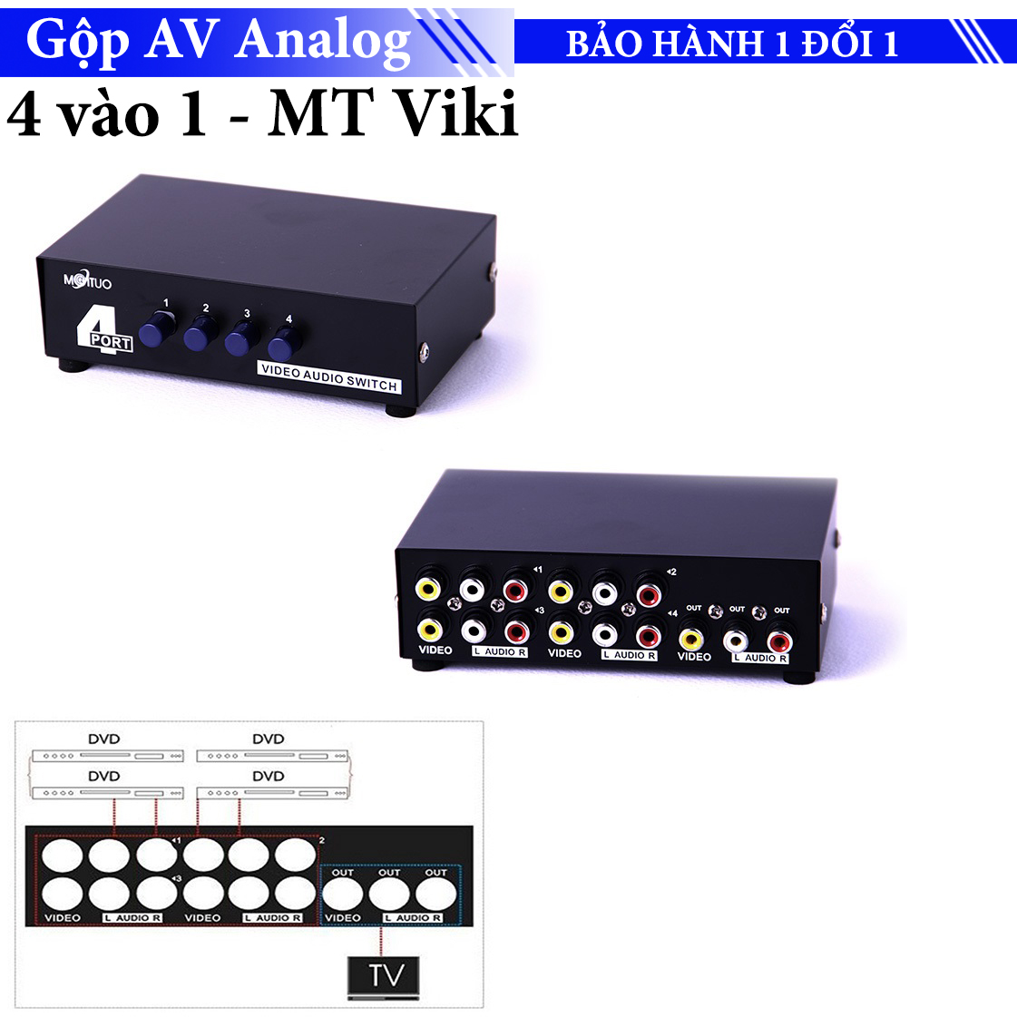 MT-Viki bộ gộp tín hiệu AV (Audio & Video) 4 vào 1 ra MT-431AV