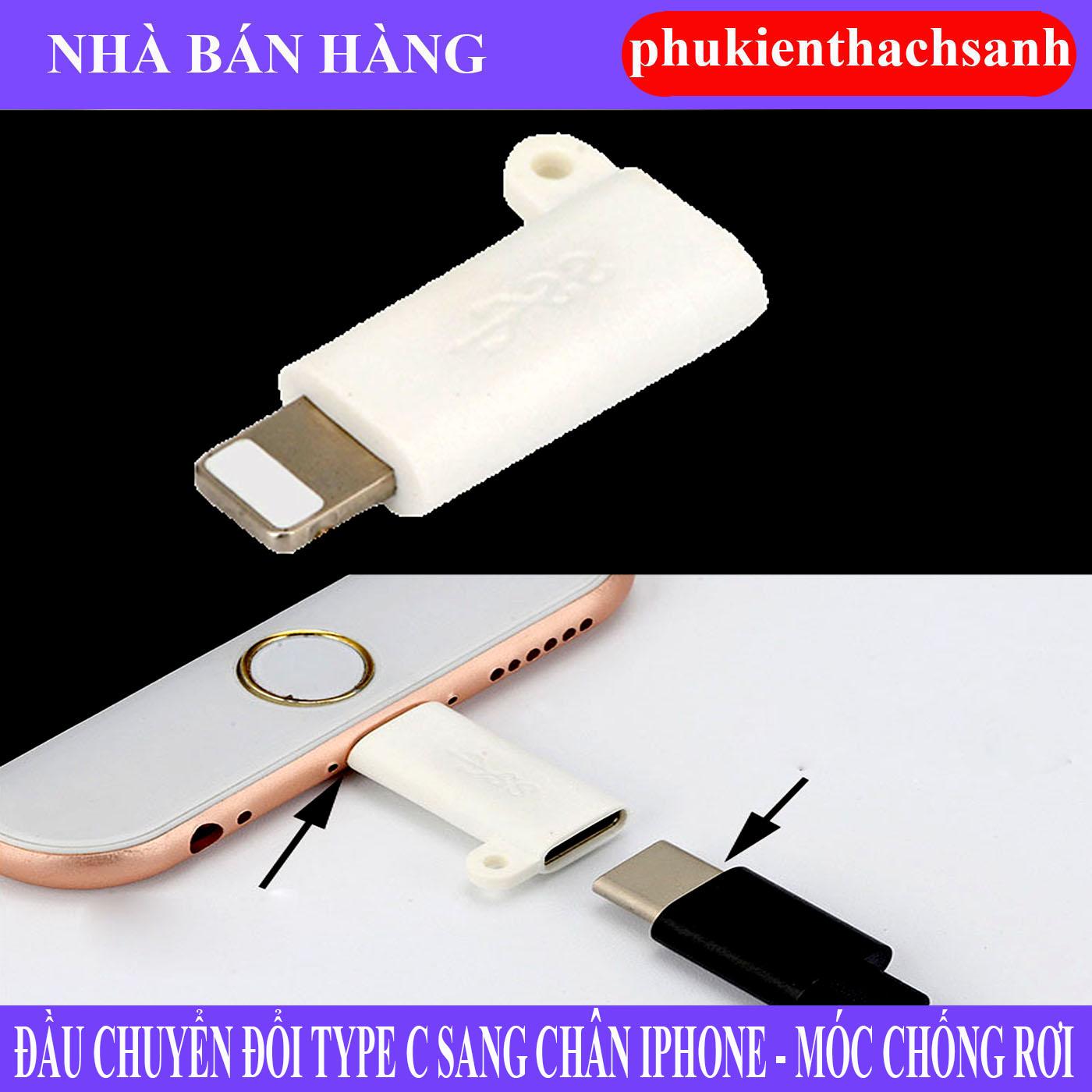 Đầu chuyển đổi từ USB Type C sang Lightning (Móc chống rơi - Đen)