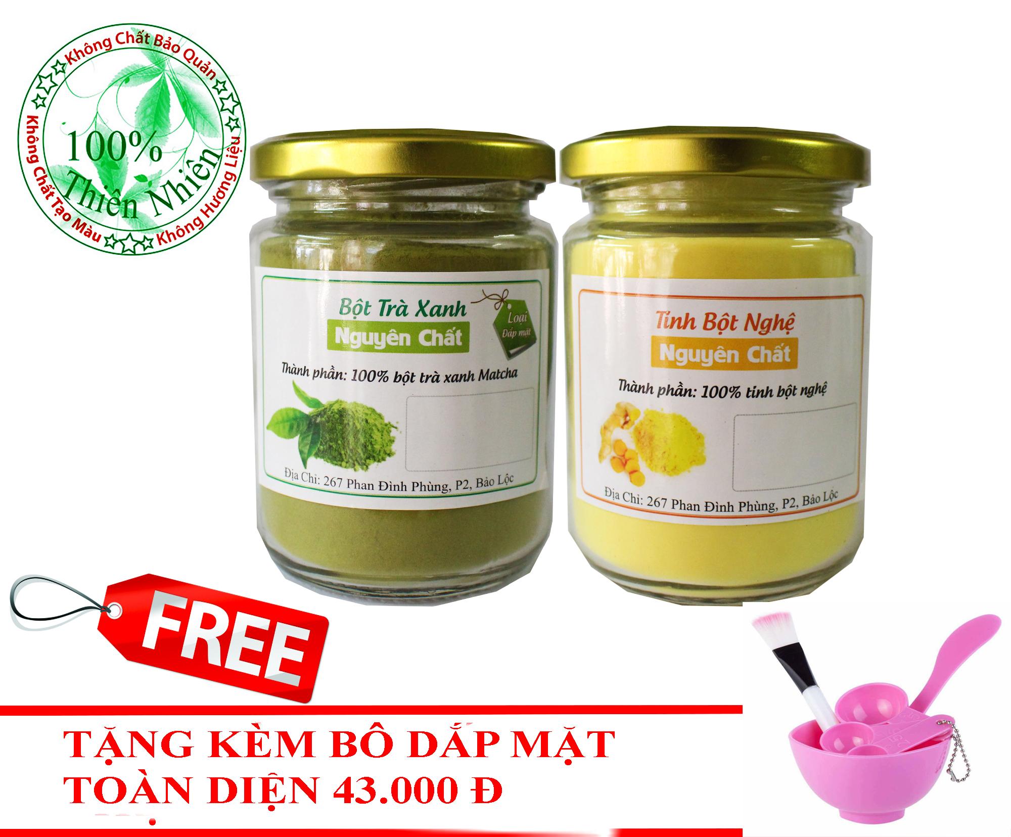 Combo Tinh Bột Nghệ + Bột Trà Xanh Nguyên Chất  100g - Chăm Sóc Da