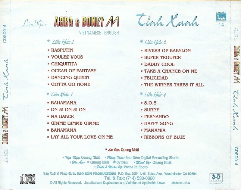 Tình Xanh - Liên Khúc Abba & Boney M (Sao Ðêm CD014)