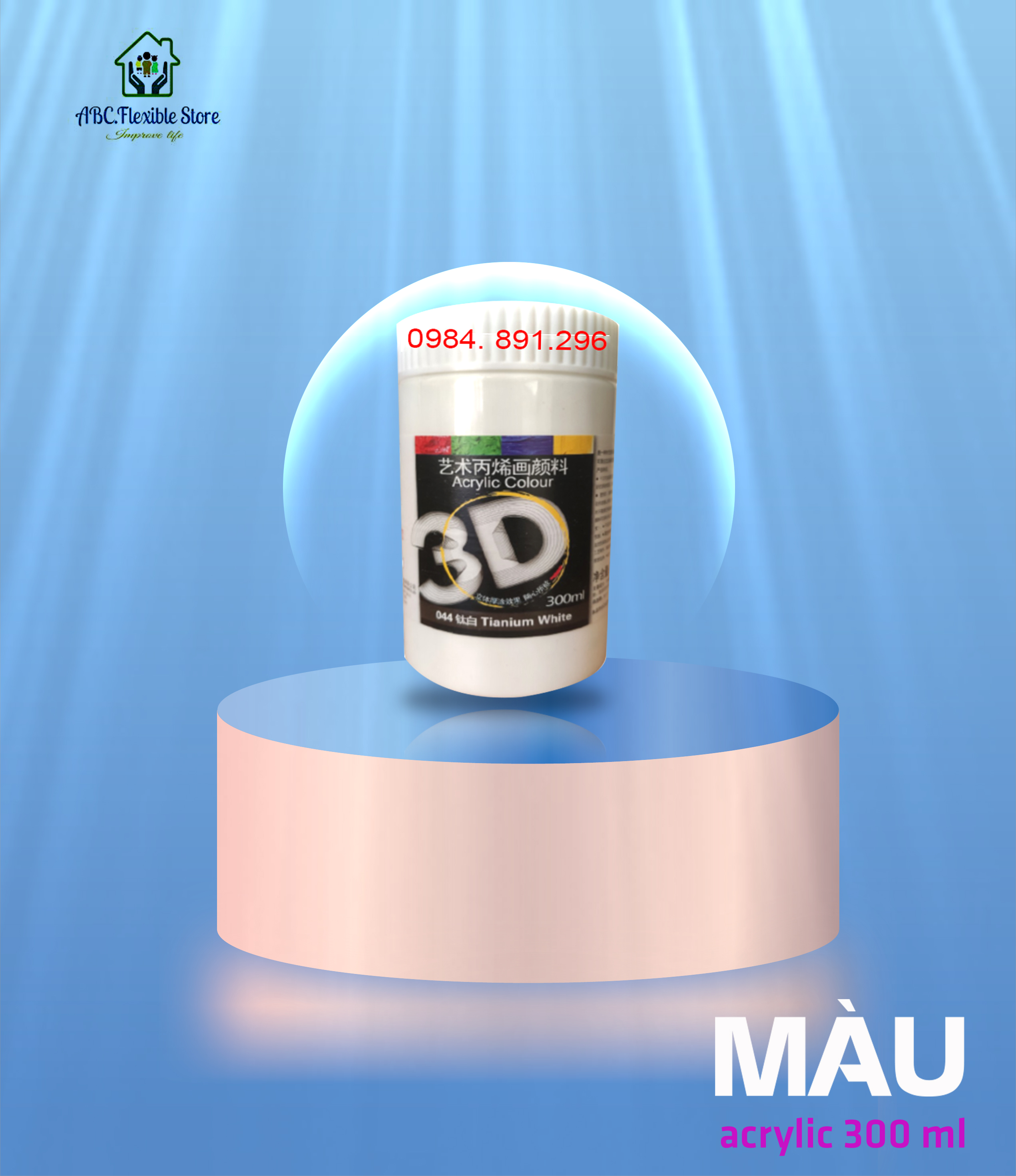 Màu Acrylic 3D, Màu Acrylic 300ml, 100 ml